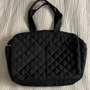 Ela Handbags Black Quilted Laptop Tote Bag